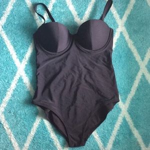 Black molded cup removable strap swimsuit